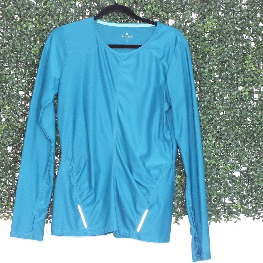 Athleta Wildly Wick It Teal Shirt Size Large